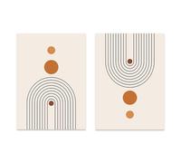 WBYZAC 2 Immagini Set/Stampe a Parete,Astratto Geometrico Arcobaleno Beige Bohémien Poster Arte Murale Tela Dipinto Stampa Immagine Soggiorno Arredamento Moderno per la Casa-40 * 60cm (senza telaio)