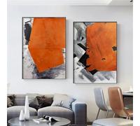 WBYZAC 2 Immagini Set/Stampe a Parete,Stampe su Tela Minimalista Con Blocchi di Colore Arte Astratta Moderna Arancione Decorazione Nordica per Soggiorno Poster da Parete-40 * 60cm (senza telaio)