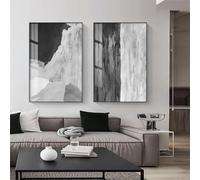 WBYZAC 2 pezzi/Arte Murale,Stampa Artistica su Tela Astratta In Bianco e Nero per Soggiorno Camera da Letto Ufficio Dipinti Murali Moderni Decorazione per la Casa-50 * 60cm (senza telaio)