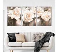 WBYZAC Arte Murale,Set di 3-Moderni Poster Astratti Floreali Rosa Stampe Artistiche su Tela Quadri Soggiorno Cucina Ufficio Interni Decorazione Della Casa-40 * 50cm/16 * 20 pollici(senza cornice)