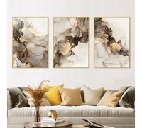 WBYZAC Arte Murale,Set di 3-Moderni Poster Astratti In Marmo Beige Nero Oro Stampe su Tela Quadri Soggiorno Camera da Letto Ufficio Arredamento per la Casa-40 * 60cm/16 * 24 pollici(senza cornice)