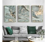 WBYZAC Arte Murale,Set di 3-Poster Moderni Astratti In Marmo Verde Oro Stampe su Tela Quadri Soggiorno Ufficio Camera da Letto Arredamento per la Casa-40 * 50cm/16 * 20 pollici(senza cornice)