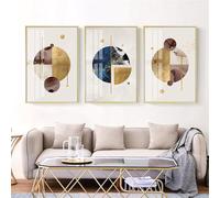 WBYZAC Arte Murale,Set di 3-Quadri Moderni Astratti Geometrici su Tela Stampati Poster Quadri da Parete Decorazioni per Interni Della Casa Soggiorno-40 * 50cm/16 * 20 pollici(senza cornice)