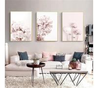 WBYZAC Arte Murale,Set di 3-Quadro su Tela Poster Quadri Quadri Moderni Nordici Rosa Romantici Fiori Rose Beige Quadri per Stampe Artistiche da Parete-40 * 50cm/16 * 20 pollici(senza cornice)