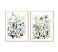 WBYZAC Set di 2/Immagini Murali,Astratto Acquerello Fiori Foglie Botanico Poster Arte Murale Tela Dipinti Stampa Immagini Soggiorno Camera da Letto Cucina Decorazione Stanza-60 * 90cm (senza telaio)