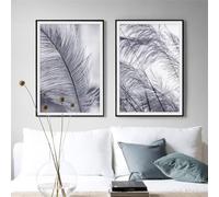 WBYZAC Set di 2/Immagini Murali,Quadro su Tela Astratto Poster e Stampe di Canne Blu Quadro Modulare per Soggiorno Ufficio Moderno Decorazione Della Casa-60 * 90cm (senza telaio)