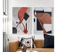 WBYZAC Set di 2/Immagini Murali,Quadro su Tela Con Blocchi Geometrici Neri e Rossi Astratti Moderno Poster Artistico da Parete Quadro Astratto per Soggiorno Camera da Letto-60 * 90cm (senza telaio)