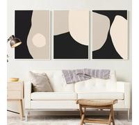 WBYZAC Set di 3 Poster Minimalisti Astratti Stampe su Tela Geometriche Beige e Nere Quadri Neutri Quadri Moderni da Parete per Soggiorno Decorazione per la Casa - 50 * 70 Cm (Stampa Senza Cornice)