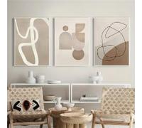 WBYZAC Set di 3 Stampe su Tela Con Linee Geometriche Astratte Beige e Marroni Poster da Parete In Stile Moderno Bohémien Quadri Nordici Decorazione per Soggiorno 30 * 40 Cm (Stampa Senza Cornice)