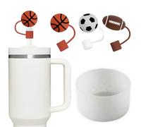 WBZOWRB 4 Pezzi Accessori Per Stanley Cup, Set Di Accessori In Silicone A Prova Di Perdite, 2 Coperchi In Paglia, 1 Custodia In Silicone Per Stanley Cup Da 1