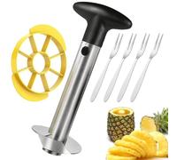 WBZOWRB 6 Pezzi Sbuccia Ananas, Taglia Ananas, Ananas Corer In Acciaio Inox, Aggiornato, Premium Ananas Cutter Corer Frutta Affettatrice Strumento Da Cucina Con 4 Forchetta Da Frutta E Avocado Slicer