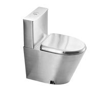 WC commerciale in acciaio inossidabile 304 con serbatoio dell'acqua ad alta efficienza, piccolo e compatto, monopezzo, WC con chiusura ammortizzata, sifone a doppio scarico da 3/6 l, bidet WC (nero