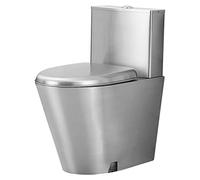 WC Commerciale in aiaio Inossidabile a Doppio Scarico: Risparmio idrico, Design Allungato, Sedile a Chiusura Ammortizzata, Seduta Comoda, Scarico di Tipo C