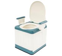 WC da Campeggio | WC per Campeggio | WC Portatile con Braccioli | Portata fino a 150 kg | Con Secchiello e Coperchio | Per Anziani, Malati, Outdoor e Viaggi (Blu Marino, Beige)