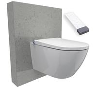 WC doccia BERNSTEIN PREMIUM 1102 in bianco, WC sospeso senza bordo con riscaldamento del sedile, funzione di decalcificazione e funzione bidet - con telecomando meccanismo automatico di chiusura