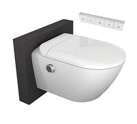 WC doccia BERNSTEIN T640 Pro Microbolle e sterilizzazione UV-C Bianco con sedile riscaldato WC sospeso senza bordo a filo pavimento con funzione bidet telecomando ammortizzata con getto autopulente