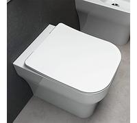 WC Filo Muro Scarico traslato Rimless, L 36 x P 52 x H 42 cm, Design Moderno in Ceramica Bianca Lucida Serie Synthesis