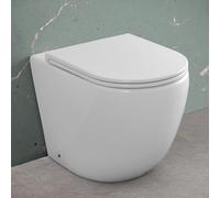 Wc filomuro con risciacquo a vortice e copriwc soft-close, sistema di scarico universale a parete o a terra, serie TAO