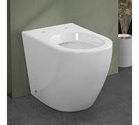 Wc filomuro in ceramica bianco lucido con brida e scarico traslato a parete o pavimento, linea FLAN