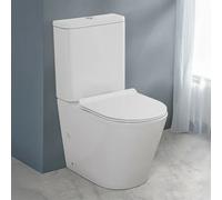 WC Filomuro Monoblocco Rimless In Ceramica Bianco Lucida Linea Tygo, L 38 x P 62 x H 82,5 Cm, Completo Di Sedile Soft-Close
