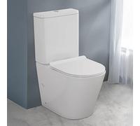 WC Filomuro Monoblocco Rimless In Ceramica Bianco Lucida Linea Tygo, L 38 x P 62 x H 82,5 Cm, Completo Di Sedile Soft-Close