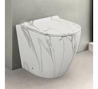 WC filomuro Rimless in ceramica marmorizzata bianca con sedile Tokyo
