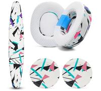 WC Mod Kit Nova Pro Wireless - Cuscinetti auricolari in gel, archetto in silicone e piastre laterali per Arctis Nova Pro Wireless, Pro Omni ed Elite di Wicked Cushions | 90's White