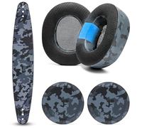 WC Mod Kit Nova Pro Wireless - Cuscinetti auricolari in gel di raffreddamento, fascia in silicone e piastre laterali per SteelSeries Arctis Nova Pro Wireless, Nova Elite di WC | Black Camo
