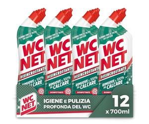 Wc Net Disincrostante Disinfettante Gel per Sanitari e Superfici, Pulitore Liquido per Wc, 700 ml x 12 Confezioni