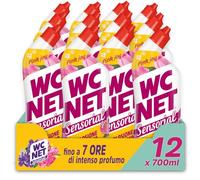 Wc Net - Gel Sensorial Pink Joy, Detergente Liquido per Sanitari, Essenza Peonia e Muschio Bianco, Prevenzione Calcare e Igienizzante per WC, 700 ml x 12 Confezioni