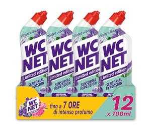 Wc Net - Limited Edition Violet Vibes, Detergente Liquido per Sanitari, Essenza Iris Viola e Patchouli, Prevenzione Calcare e Igienizzante per WC, 700 ml x 12 Confezioni