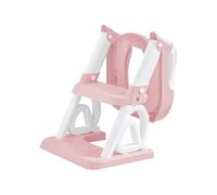 WC per bambini, riduttore WC con gradini, IN I Toilette Vasetto WC Bebe Antiscivolo Adattatore WC Bambino Bambino Seggiolino Riduttore, Regolabile in Altezza e Pieghevole, PVC (rosa)
