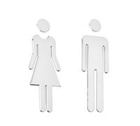 WC Segno Targa Toilette Bagno 1 Paio Cartello Adesivo Uomo Donna, Simboli Porta Bagno in Plastica ABS argento Spazzolato, Impermeabili e Resistenti, Facili da Applicare Senza Forare (20 cm)