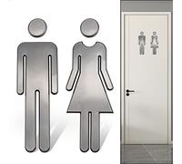 WC Segno Targa Toilette Bagno 1 Paio Porta Targhetta Cartello Toilette Adesivi Segnaletica Simbolo Uomo e Donna Targhette Bagno (Nero spazzolato(20 cm))