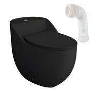 wc Silia Rim Black pavimento monopezzo con cassettiera integrata | coperchio con abbassamento automatico | in ceramica senza bordi | in piedi + connettore