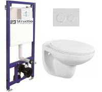WC sospeso da parete con cassetta di risciacquo/elemento a parete con piastra di azionamento, set completo per lavelli a incasso