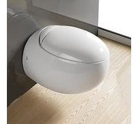 WC sospeso uovo, 59 x 41 cm, Bianco, con sedile, ove