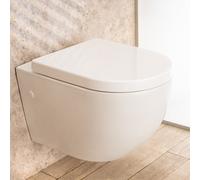 WC Sospeso Vortix in ceramica senza brida con copri vaso L36xP55xA33cm