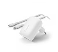 Belkin WCA005vf1MWH-B5 Bianco Interno (30W USB-C CHARGER WITH POWER - DELIVERY AND PPS TECHNOLOGY INCL)