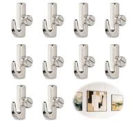 Wcawnlt 10 mini ganci argentati regolabili per barre da galleria, accessori per cornici e sistemi di sospensione su binari, ganci autobloccanti per casa ed esposizione