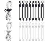Wcawnlt 16 fascette fermacavi in silicone nero e bianco, organizer per cavi, riutilizzabile, con fibbia regolabile, per riporre cavi USB ed elettronici in casa e in ufficio
