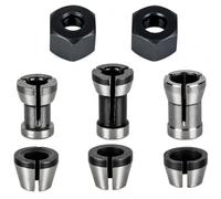 Wcawnlt Set di 8 pinze di serraggio, accessori compatibili con Einhell, Katsu, Bosch, Dewalt, 6 adattatori (6 mm, 6,35 mm, 8 mm) + 2 dadi, per incisione e legno, in acciaio