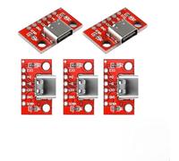 Wcawnlt USB tipo C Breakout Board seriale breakout femmina, scheda di prova PCB a 6 pin per progetti fai da te, passo 2,54 mm, connettore USB tipo C per tastiera cuffie, 5 pezzi