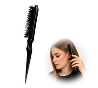 Wcawnlt Volume e lucentezza setole di cinghiale - Spazzola Sleek Bun - Spazzola Teasing Brush - Cura quotidiana dei capelli per la casa o il salone (nero)