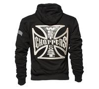 WCC West Coast Choppers Felpa con cappuccio con pannello incrociato e zip nera S Nero