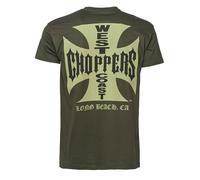 WCC West Coast Choppers Maglietta Iron Cross Solid Khaki S Verde