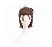 WCCNKK Anime Cosplay Eren Jaeger Parrucca, Capelli Castani Semiraccolti Dell'ultima Stagione, Materiale Resistente al Calore, con Cappuccio Parrucca Gratuito, per Festa Carnevale Halloween