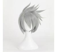 WCCNKK Anime Cosplay Hatake Kakashi Parrucca, Capelli Corti Grigio-Argento, Materiale Resistente al Calore, con Cappuccio Parrucca Gratuito, per Festa Carnevale Halloween, Regalo Decorativo Anime