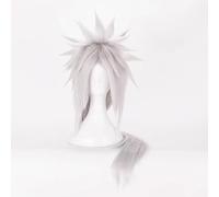 WCCNKK Anime Cosplay Jiraiya Parrucca, Capelli Lunghi, Folti, Grigio Argento, 100 Cm, Materiale Resistente al Calore, con Cappuccio Parrucca Gratuito, per Festa Carnevale Halloween