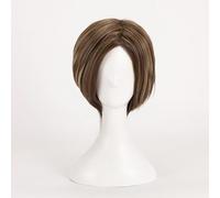 WCCNKK Anime Cosplay Leon Scott Parrucca, Capelli Castani Corti, Materiale Resistente al Calore, con Cappuccio Parrucca Gratuito, per Festa Carnevale Halloween, Mostra di Anime, Anime Regalo
